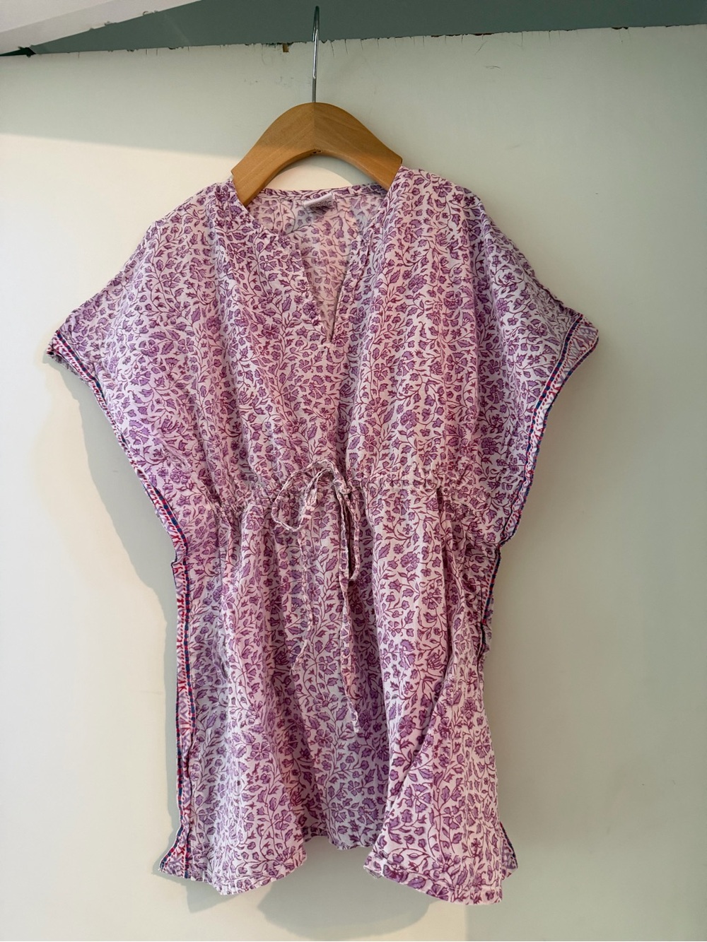 Kids Floral Tie-Waist Swim Coverup - Purple